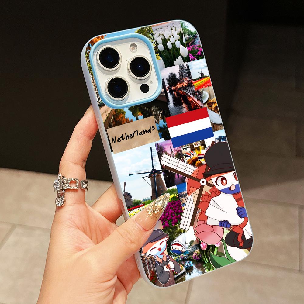 Netherland Dutch Flag Jelly Double layer Light Blue Mobile Phone Case for iPhone 17 16 15 14 13 12 11 Air Pro Max Plus
