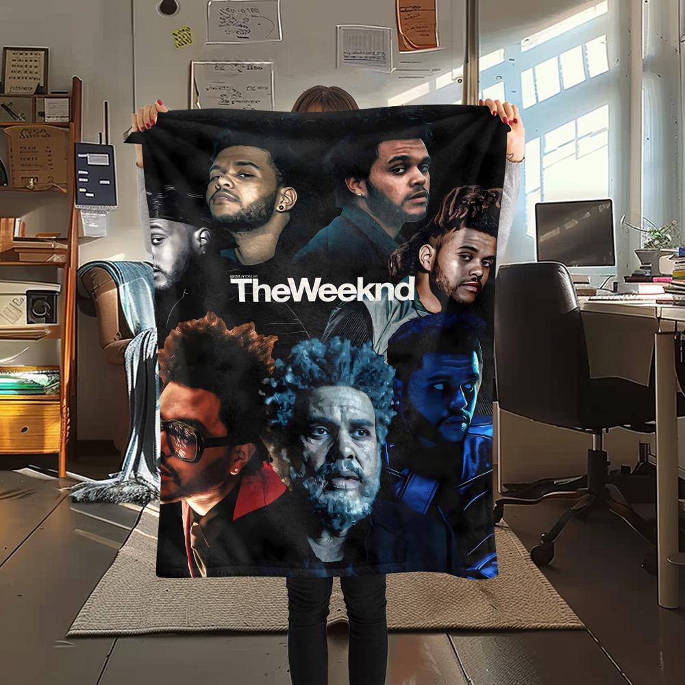 1 шт. Фланелевое одеяло с принтом The Weeknd, Высокое качество, Удобное для всех сезонов, Декор для дома, Тепло и уют, Идеально для рождественских подарков