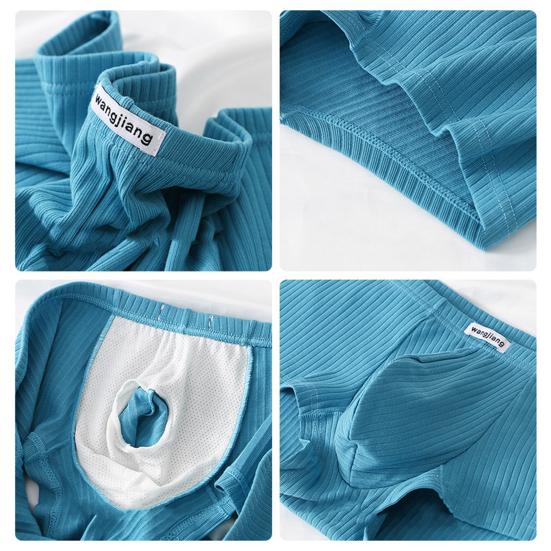 Мужское нижнее белье-боксеры с низкой посадкой, однотонные шорты в рубчик, быстросохнущие U-выпуклые сумки, тонкие трусики