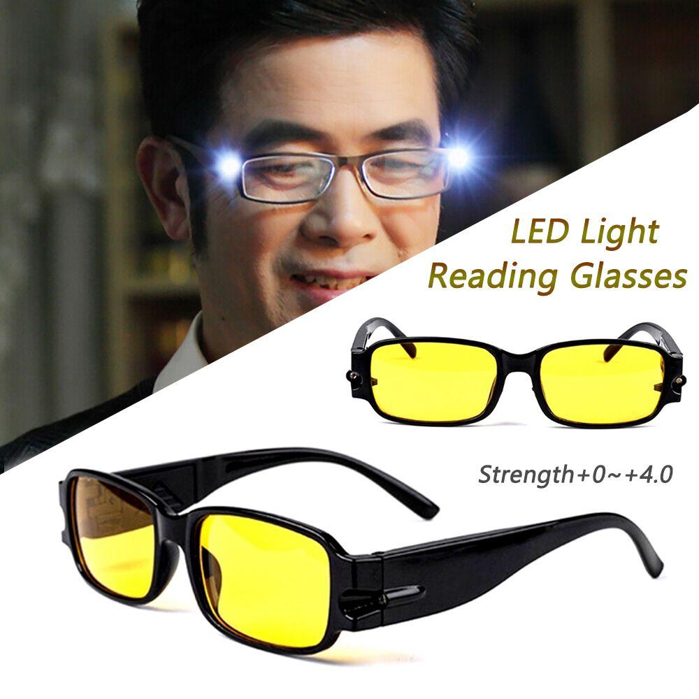 Computer Goggles Clear Yellow UV Protection Night Presbyopic Glasses Reading Glasses LED Light
