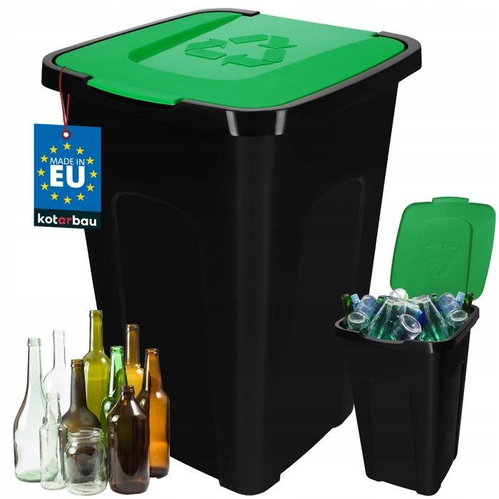 KOTARBAU® Poubelle Cuisine Tri Sélectif de 50 L avec couvercle en polyéthylène - Vert - Kotarbau