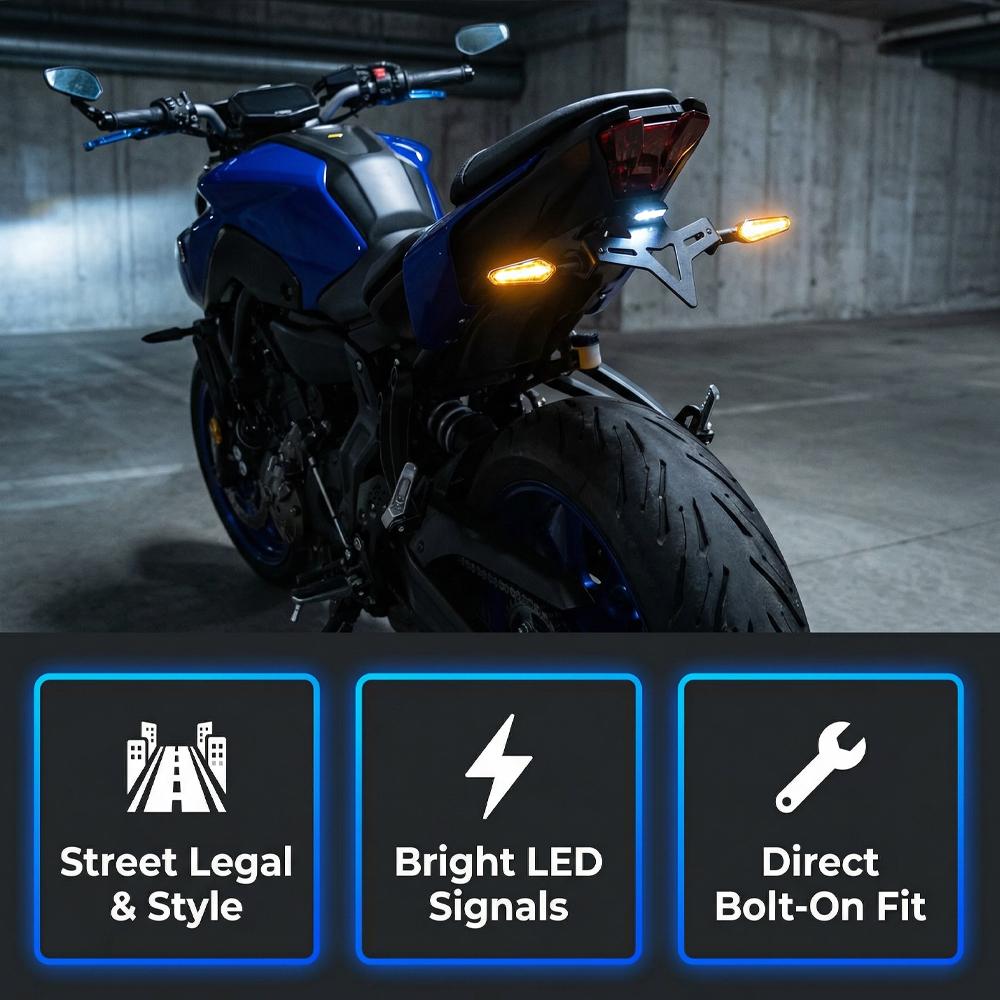 MT07 Registration License Plate Holder Mount Bracket with LED License Plate Light Accessories For Yamaha MT-07 FZ07 2013-2024