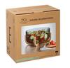 Saladier - Design - Verre - D 24 cm - Support en Paulownia - Compatible lave-vaisselle