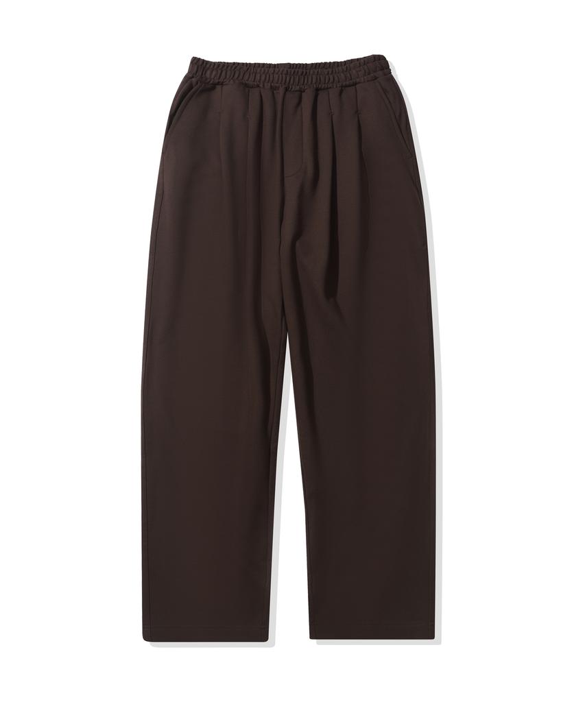 ALEXNAIDEN Two-Tuck Wide Ponte Brushed Pants (Brown)
