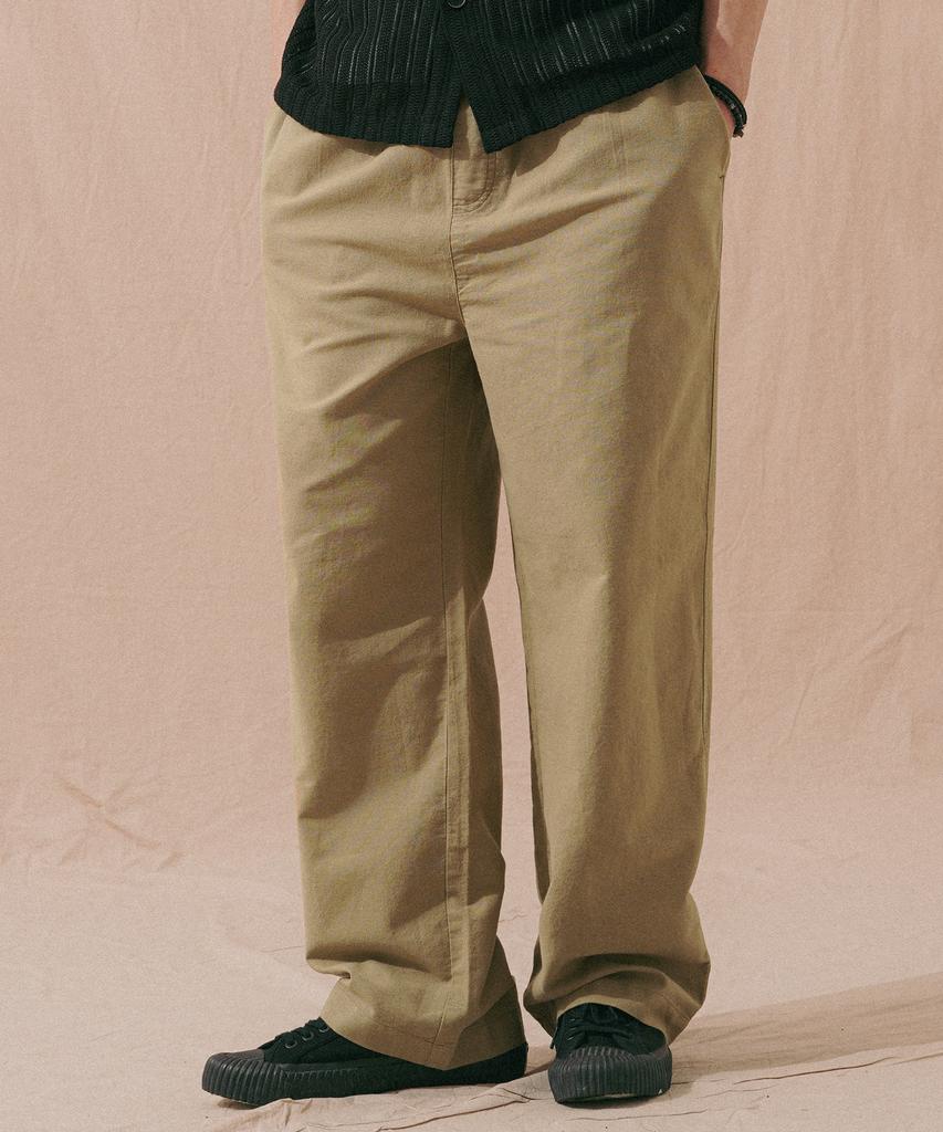 PERSTEP Cool Mix Linen-Like Straight Fit Long Pants Dark Beige Khlp4702