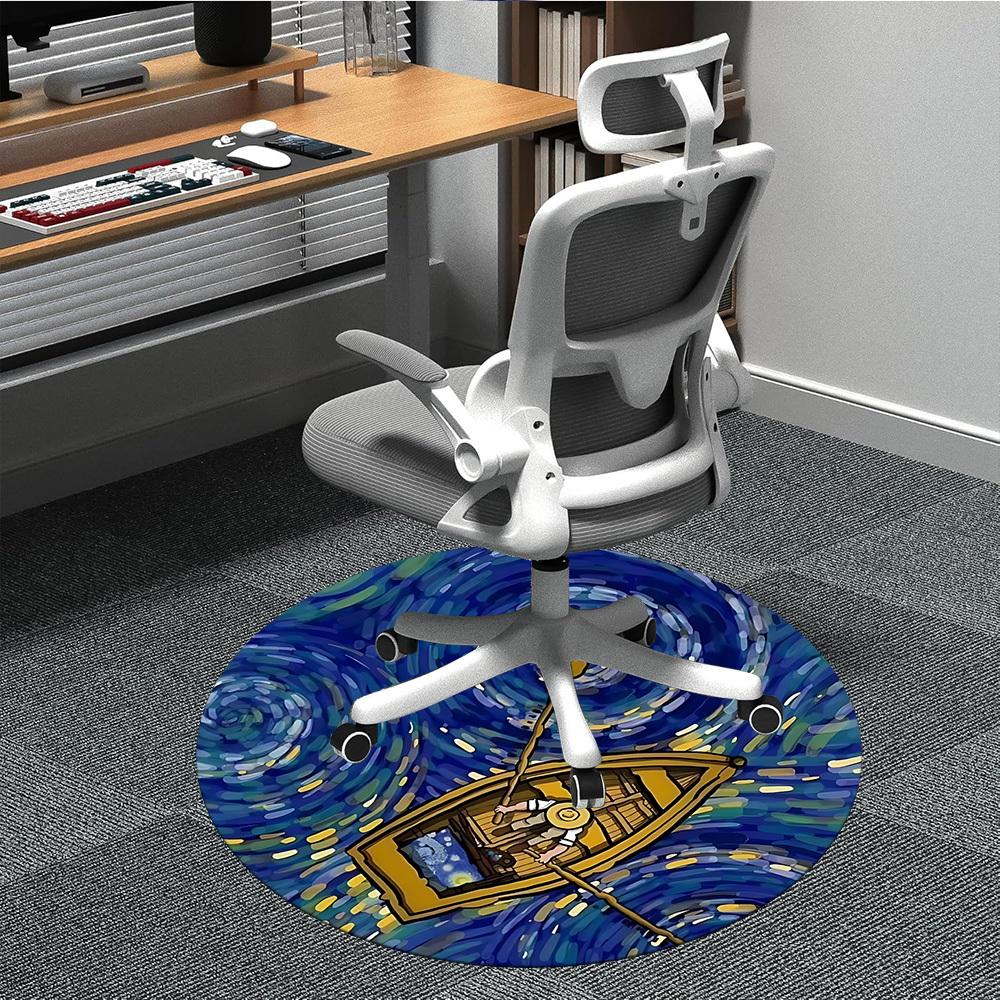 1pc Boat Starry Office Round Rug, Non-slip, Soft and Durable Office Rug for Interior Decoration, Perfect for Office, Beautiful Decoration yy260323092