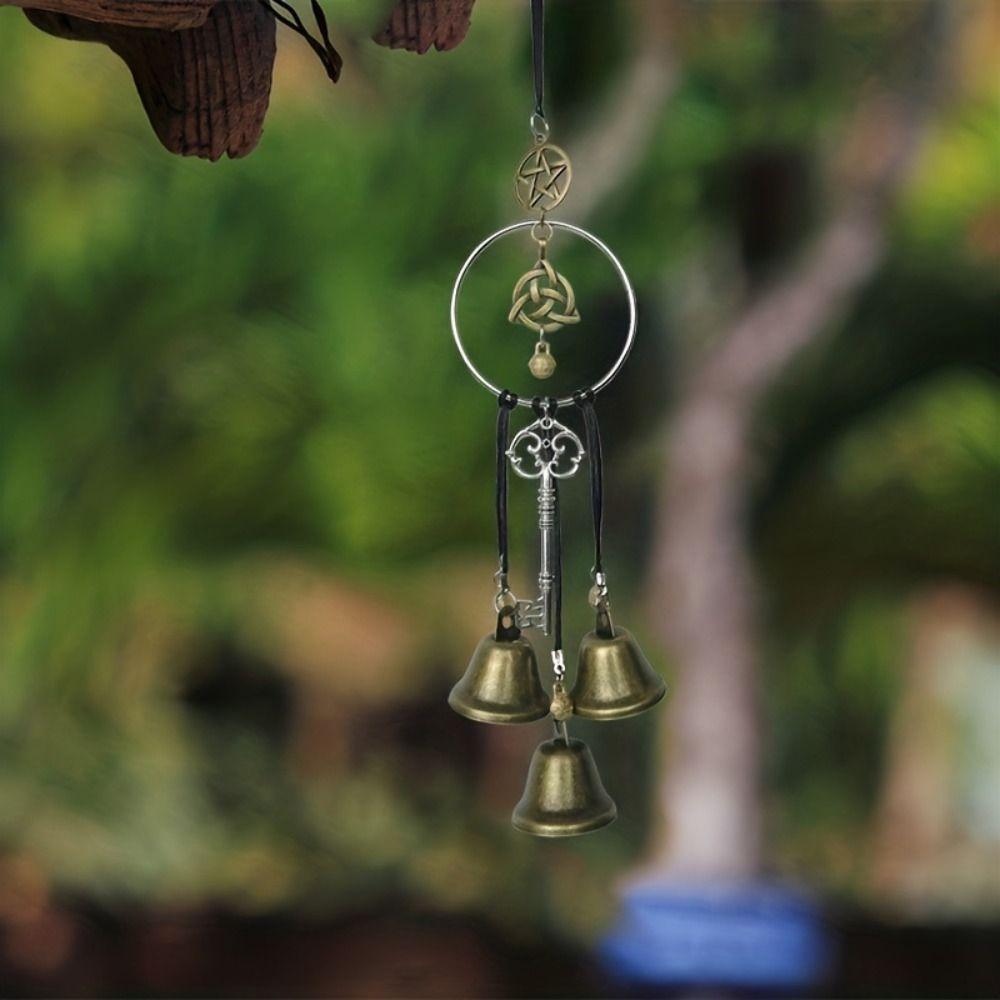 Craft Handmade Hanging Witch Bell Retro Creative Metal Pendant Vintage Novelty Wind Chime Wreath Outdoor