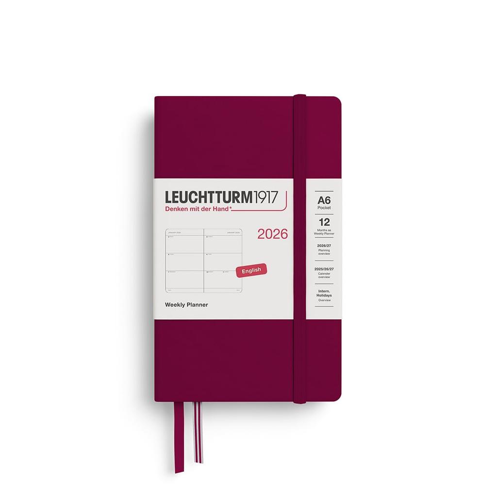 Leuchtturm 2026 Январь Порт Официально Импортированный Планировщик, Начало, A6, Еженедельный, Горизонтальный, Красный, 372724,
