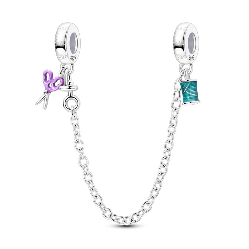 New Original Safety Chain Clasp Clip Charm Bead Copper Heart Bow Star Moon Fit Bracelet Diy Woman Girl Jewelry Gift