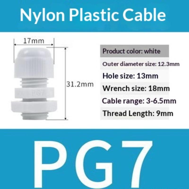 10Pcs Waterproof Cable Gland Pg7 Pg9 Black White Plastic Seal Joint Nylon Ip68 Cable Fixing Nylon Connector For Electrica Wire