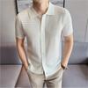 Летние мужские вязаные поло с коротким рукавом Smart Casual Легкий кардиган-поло с отложным воротником из льняной вязки Мужские дышащие поло