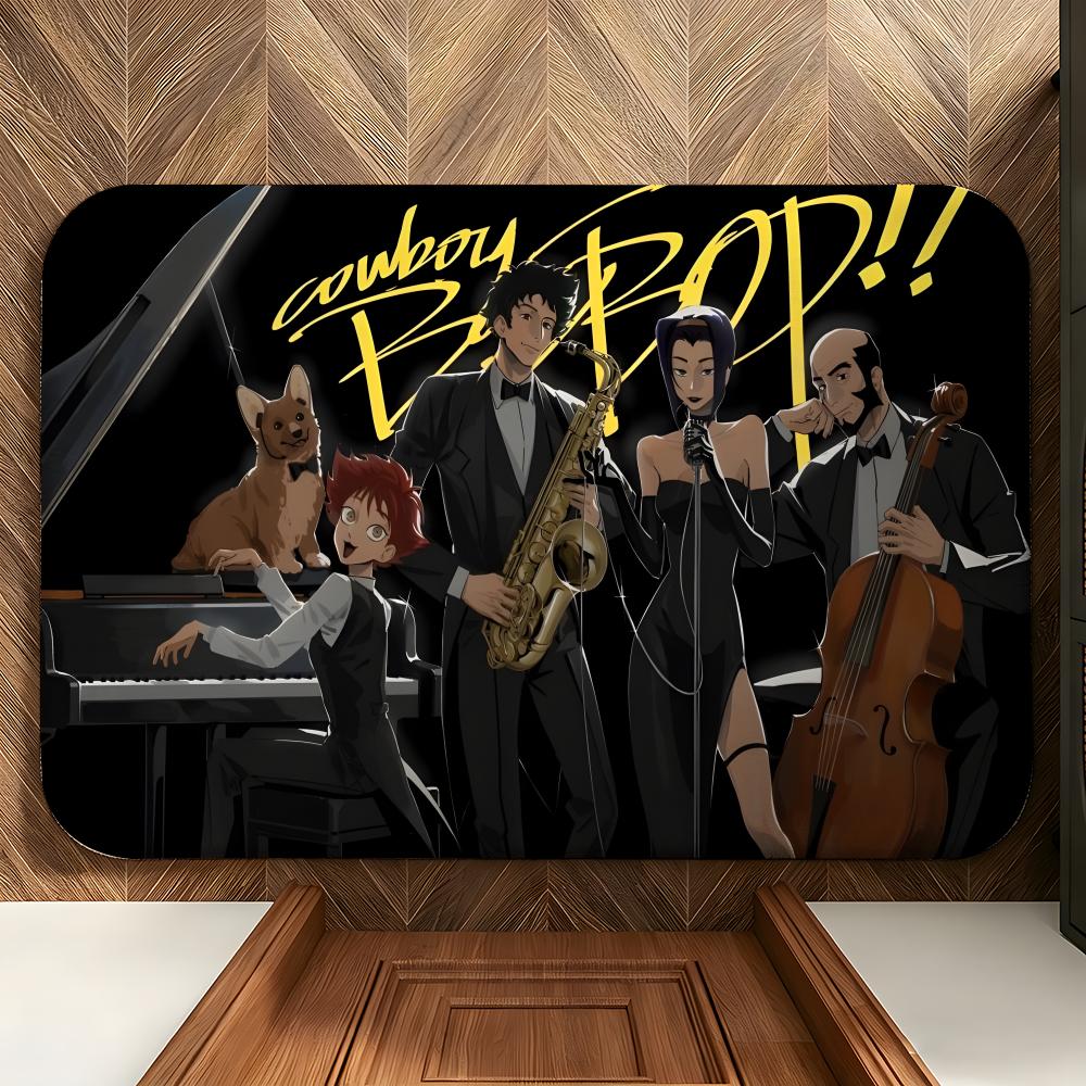 anime C-Cowboy B-Bebop Floor Mat Soft Flannel Entrance Door Mat Non Slip Absorbent Bathroom Bedroom Floor Rug