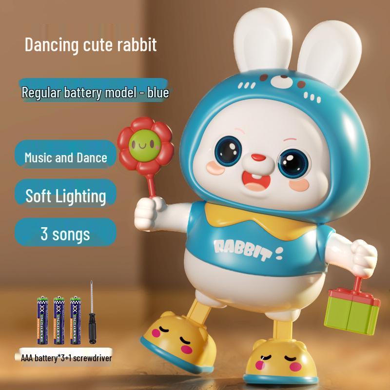 Электрическая танцующая игрушка-кролик для малышей: Побуждает к подъему, перекатыванию, ползанию со звуком и движением
