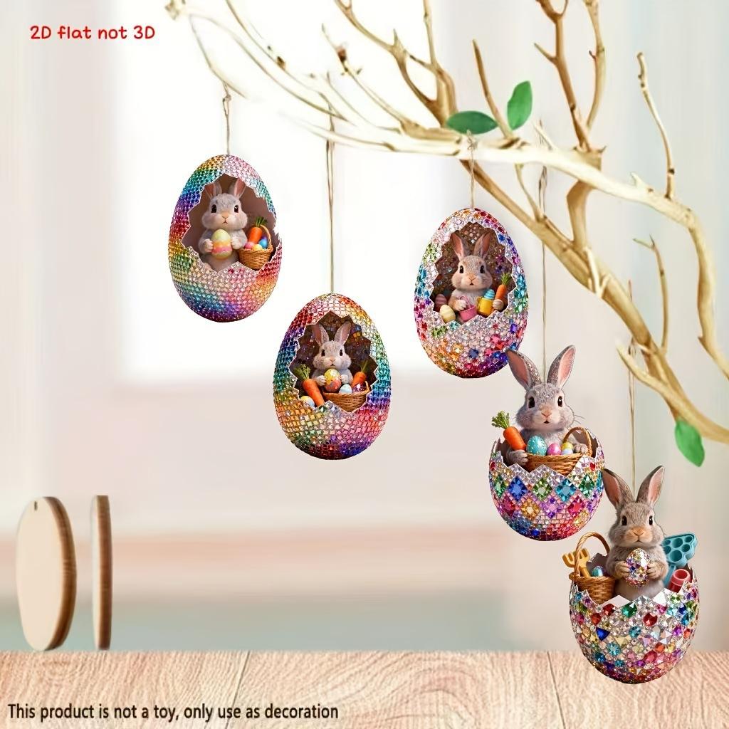 Easter's new 2D flat wooden hanging decoration is suitable for spring holiday party decoration