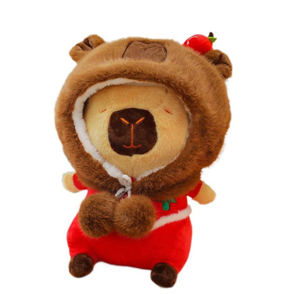 Merry Christmas Capybara Plush Doll Elk Capybara Fluffty Doll Capybara Plush Toy  Birthday Gift