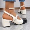 Fashion Summer New Sandals High Heels Women's Basic Two-color Splicing Classic Work Sandals Fashion Women's Shoes Summer Sandals