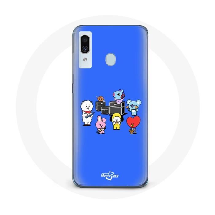 Чехол для Samsung Galaxy A20e BTS BT21 Tata Chimmy Cooky Rj Koya Shooky И Mang Играют музыку Синий фон