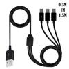 Многопортовый USB C кабель для синхронизации, 3-в-1 зарядный шнур с 3 штекерами Type-C для мобильных устройств