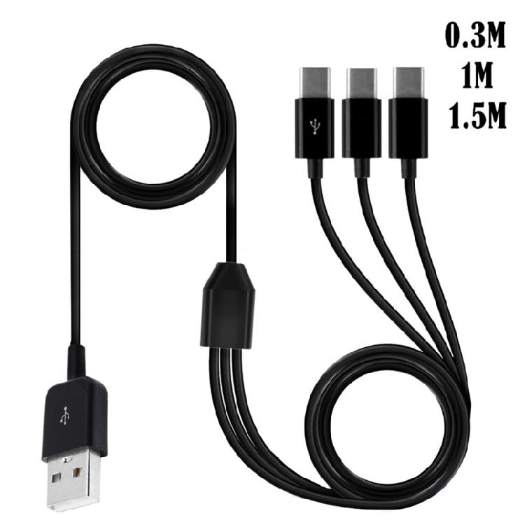 Многопортовый USB C кабель для синхронизации, 3-в-1 зарядный шнур с 3 штекерами Type-C для мобильных устройств