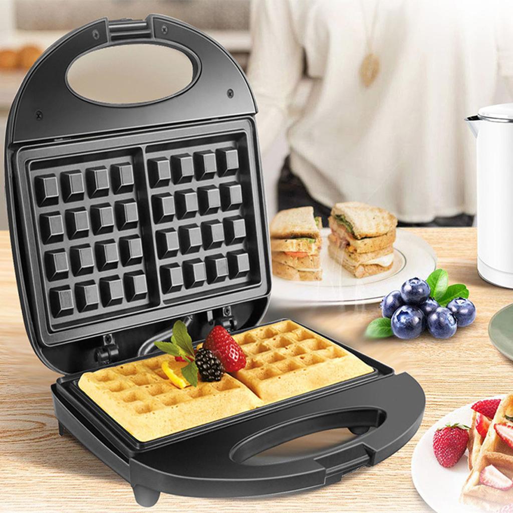 Waffle Maker Stainless Steel Nonstick Portable Electric Waffle Iron Breakfast Machine for Home Snacks Black
