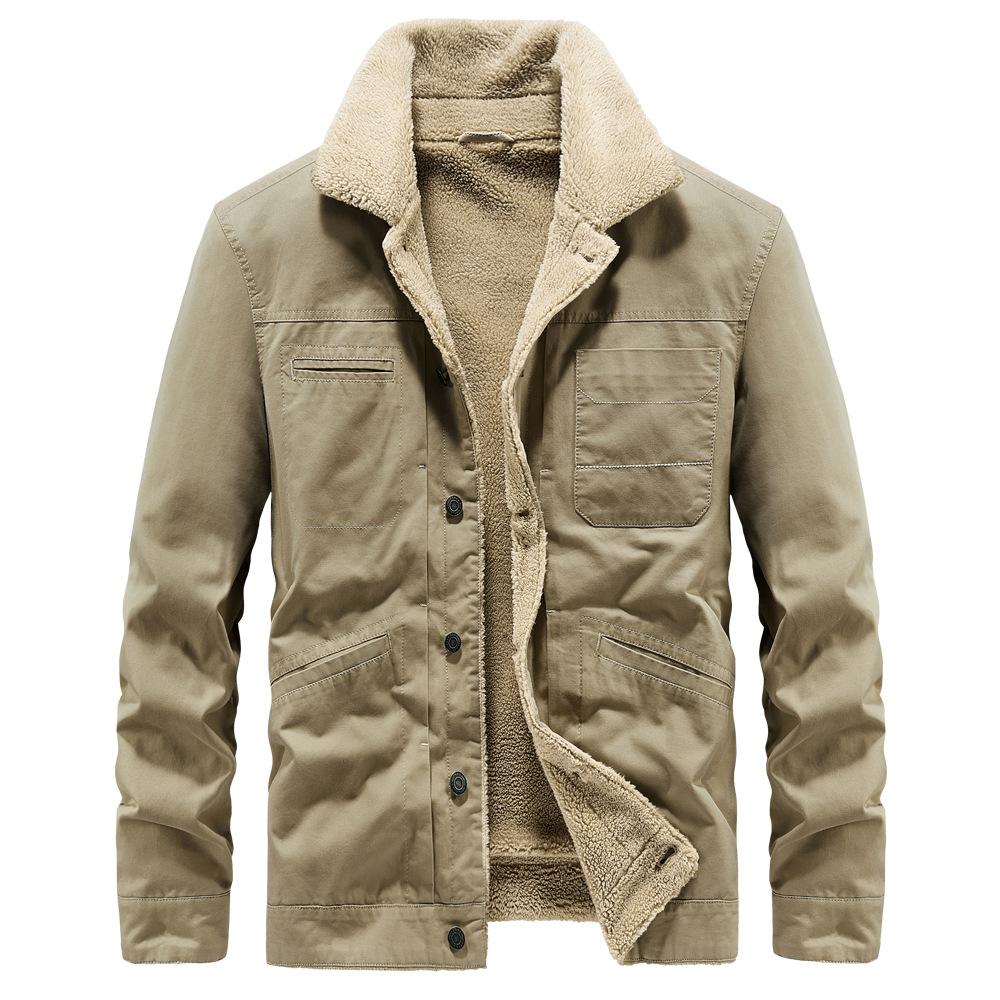 Winter Lamb Wool Fleece Thickened Men's Autumn Loose Last Year Lapel Casual Coat