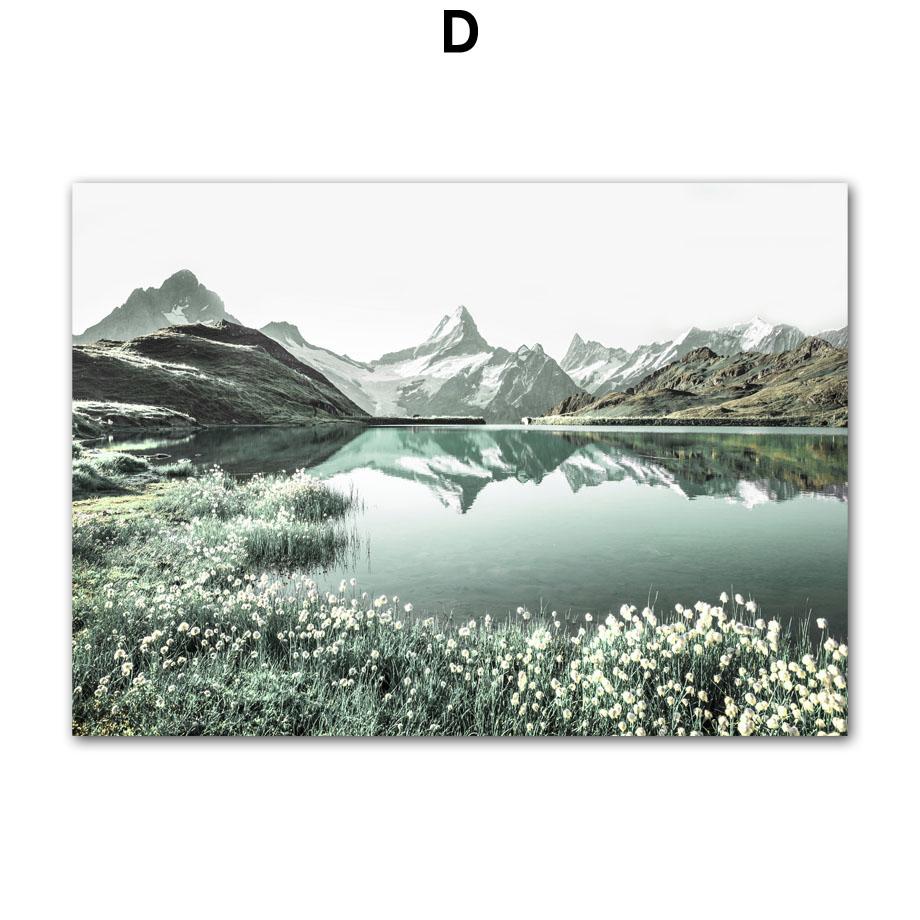 Картина на холсте Лето Зеленое озеро Лодка Цветок одуванчика Абстрактные скандинавские постеры и принты Декор для дома Настенные художественные картины