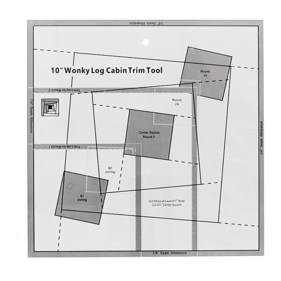 Log Cabin Trim Tool Transparent Acrylic Quilting Ruler with Grids Non Slip Sewing Ruler Patchwork Template for Quilting Sewing DIY Crafts