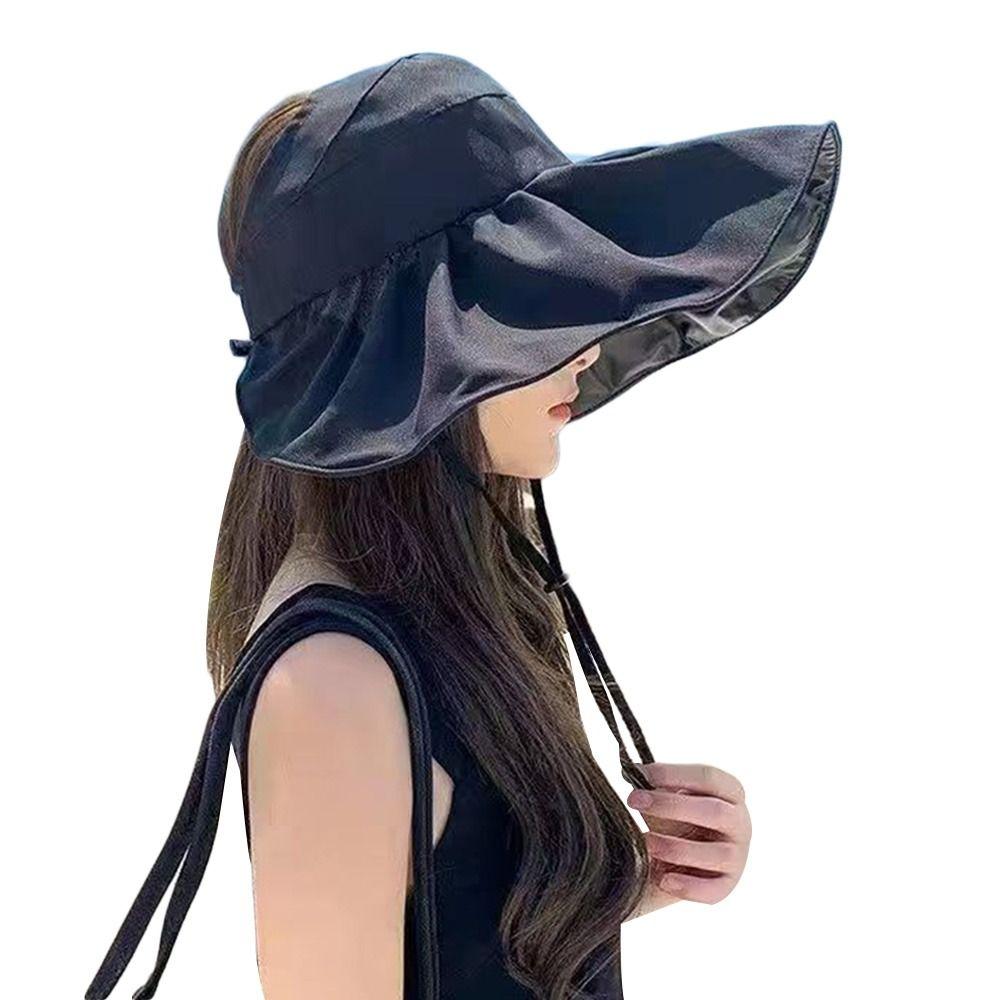 Summer Empty Top Panama Hat Foldable Wide Brim Sunshade Hat Sun Cap Beach Cap Bucket Hat