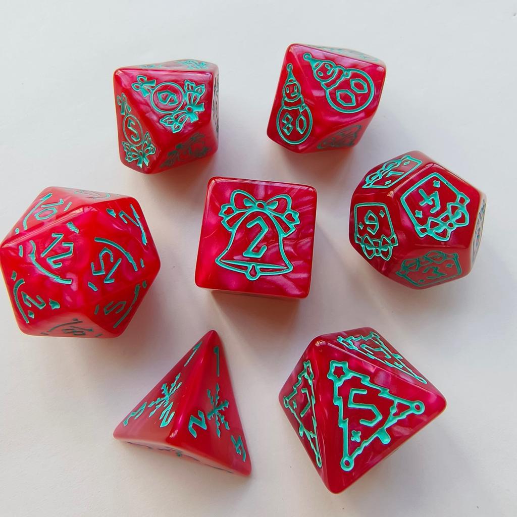 7 шт./набор Новые кубики с рождественским рисунком снеговика и елки DND Числовые кубики Кубики для настольной игры для беговой команды Рождественские принадлежности