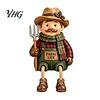 Plush Scarf Santa Decor Christmas Stocking Holder, Mantel Resin Sitting Leg Hook, Hanging Figurine Festive Character Ornament for Holiday Home