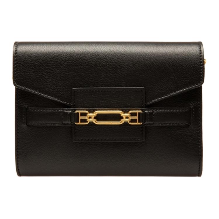 Bally Vissi Минималистичная сумка через плечо женская мини с магнитной застежкой-клапаном, съемным плечевым ремнем, зернистой кожей, Черный 6236080