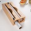 Бамбуковый отсек Коробка для резки пищевой пленки и фольги с настенным держателем для кухонной бумаги и органайзером для кухни