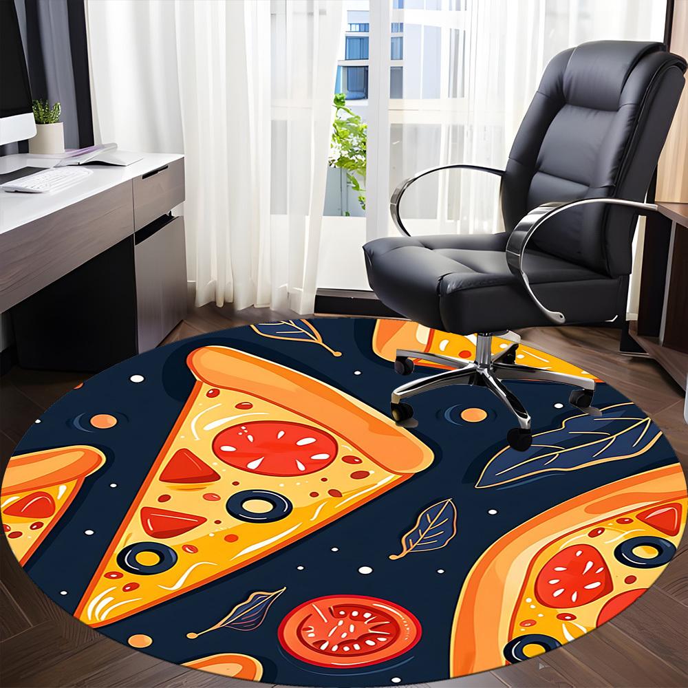 1pc Pizza Slice Office Round Area Rug, Indoor Mat Suitable For Office, Under Office Chairs Bedroom Living Room Home Decor, Room Deco