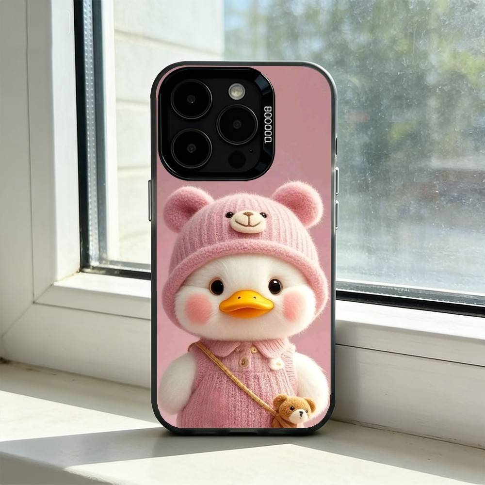 Милый Мультяшный D-Утенок Чехол для Телефона Для iPhone 17,16,15,14,13,12,11 Plus,Pro Max,XS,Красочный Серебристый Чехол для Телефона Funda Cover