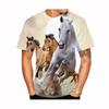 Summer Round Neck 3D Horse Pattern Print Top Fashionable Casual Short Sleeved Men's T-shirts