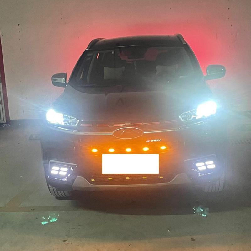 Chery Tiggo 7 Pro Светодиодная автомобильная сетка Маленькие желтые дымчатые лампы Решетка средней сетки Raptor Дневные ходовые огни 12 В