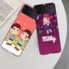 F-Fujiya M-Milky P-Peko C-chan Мультяшный Чехол для Телефона для Samsung Z Flip 7 6 5G Galaxy Z Flip 5 4 3 Черный Жесткий Чехол Роскошный ПК