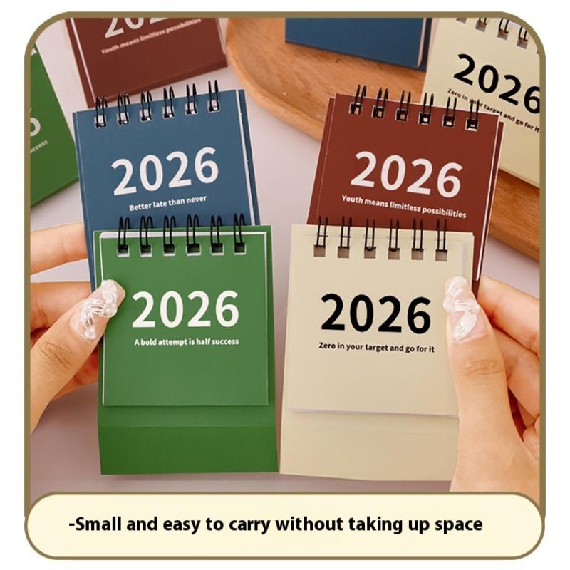 2025-2026 Мини Простой Календарь Маленький Настольный Календарь Креативный Календарь-Планировщик на Пружине Настольное Украшение Офисные Канцелярские Принадлежности
