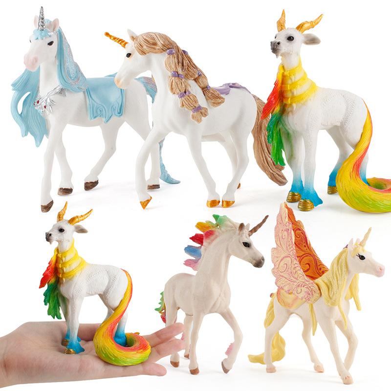 Animal Model Mythical Beast Toy Large Unicorn Rainbow Horse Pegasus Elf Sheep Ornament Doll