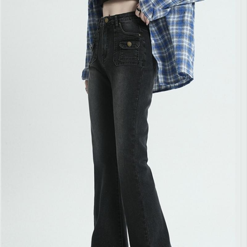 Летние винтажные джинсы-клеш, женские уличные брюки с высокой талией, шикарные повседневные джинсовые брюки Y2K, женские узкие брюки в Корейском стиле в стиле Харадзюку, 2023