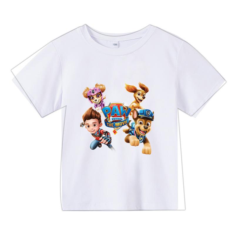 Мода 2025 Детская Милая Одежда Щенячий Патруль Детская Летняя Футболка Футболки с Мультяшками для Маленьких Мальчиков Топы с Коротким Рукавом в Повседневном Стиле для Малышек