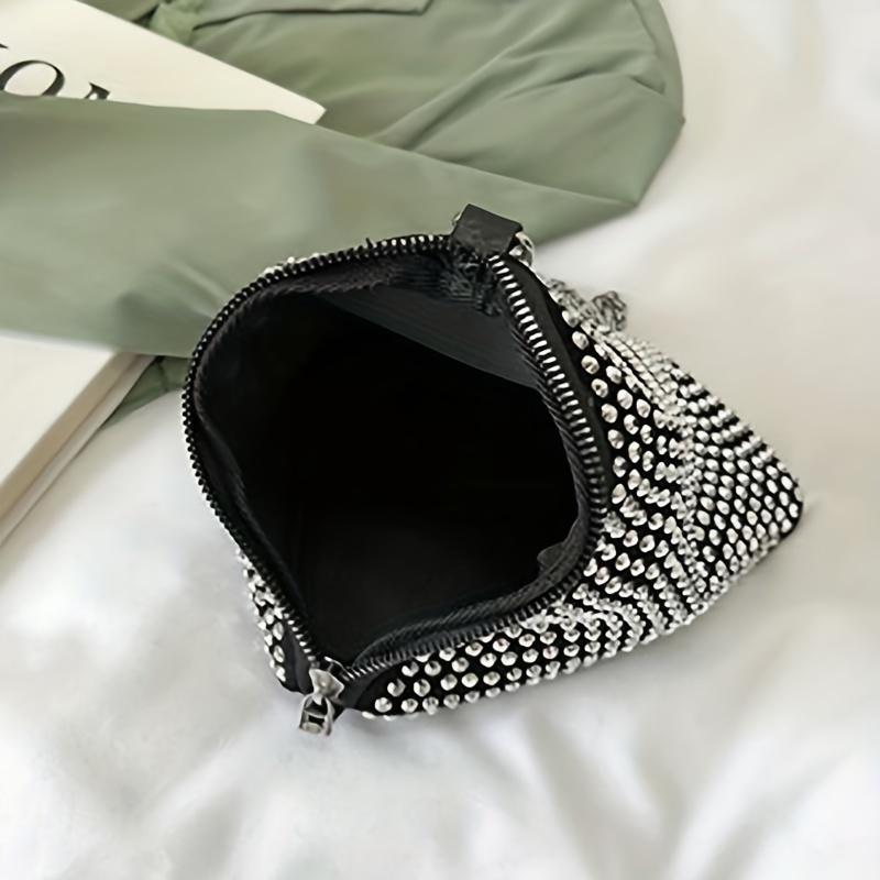1 Pc Fashion Trend Diamond-encrusted Women's Bag, Triangular Zongzi Style Small Bag with Foreign Style Chain, Portable Shoulder Messenger Bag