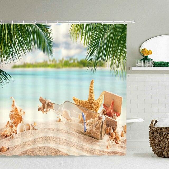 3d пляжный пейзаж, занавески для душа, море, океан, средиземноморская занавеска для ванной комнаты, водонепроницаемая ткань, украшение, 180*240 см, занавеска для ванны