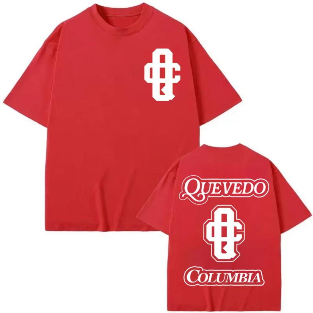 Футболки с двусторонним принтом рэпера Quevedo Columbia Харадзюку Хип-хоп с коротким рукавом Мужская Женская Повседневная Мода Свободная футболка