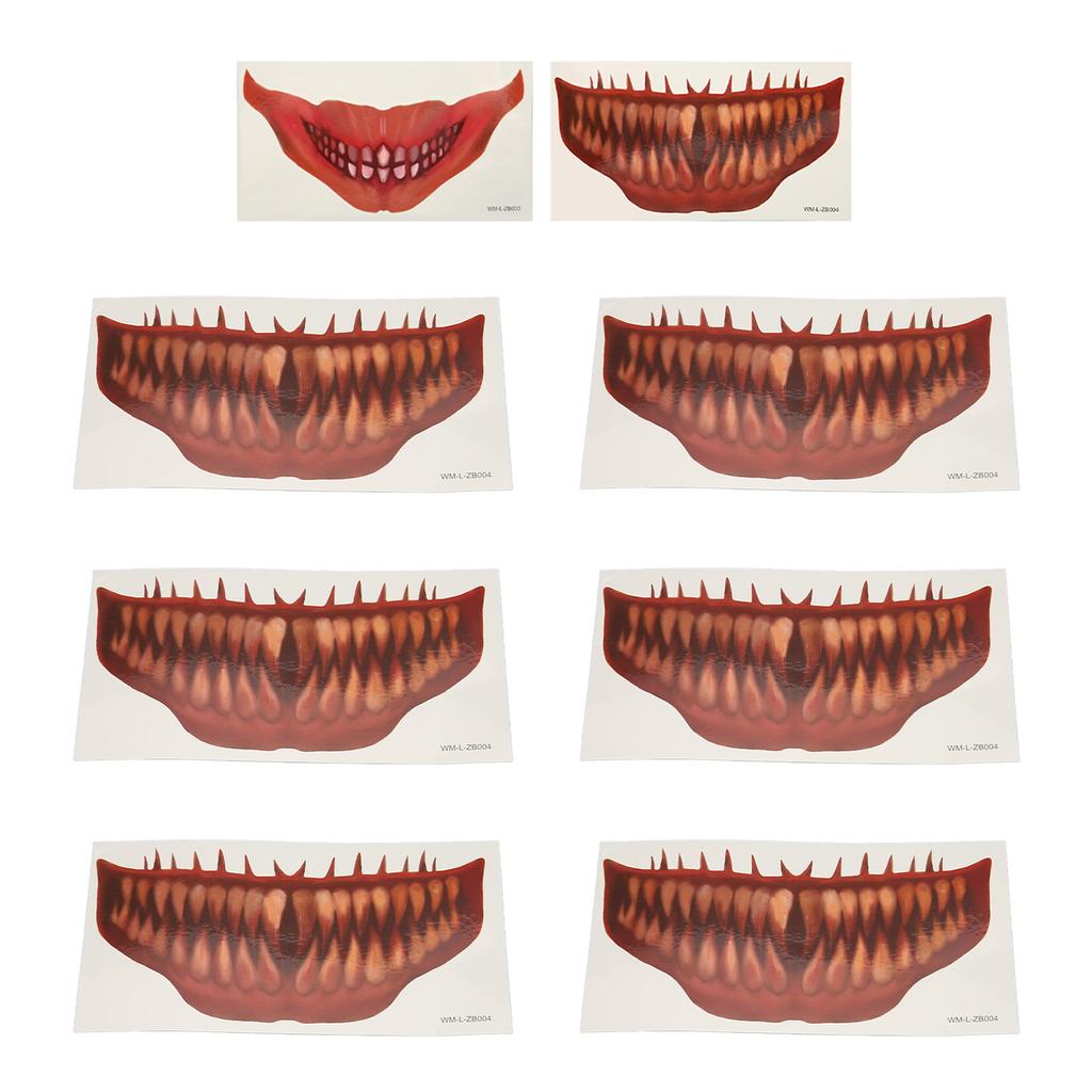 6шт большой рот татуировки наклейки страшные водонепроницаемый Sweatproof ужас временные Хэллоуин татуировки лица St