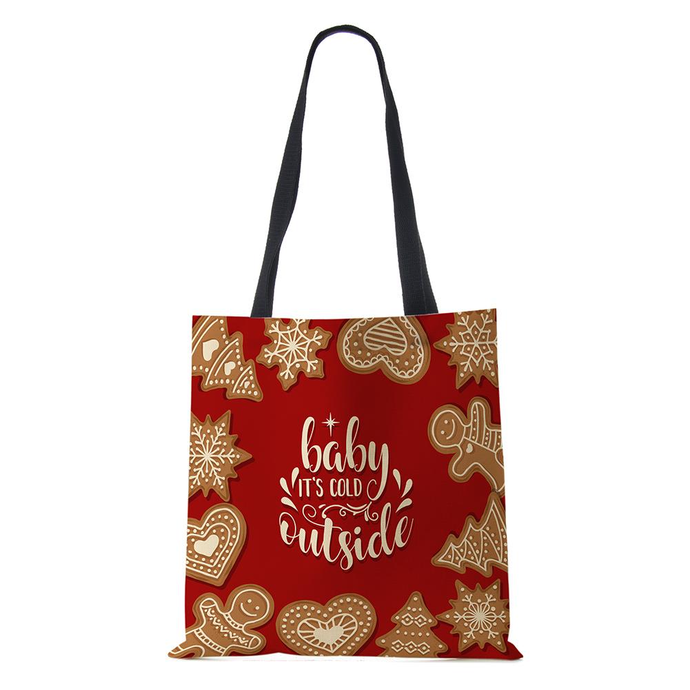 Рождественская холщовая сумка-шоппер Харадзюку Счастливого Рождества Дорожная наплечная сумка Многоразовая Вместительная Складная сумка-тоут Сумка KTY