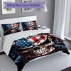 3PC Custom Name American Flag Skull Art Bedding Set Duvet Cover Closure Includes 1 Duvet Cover & 2 Pillowcases for Bedroom