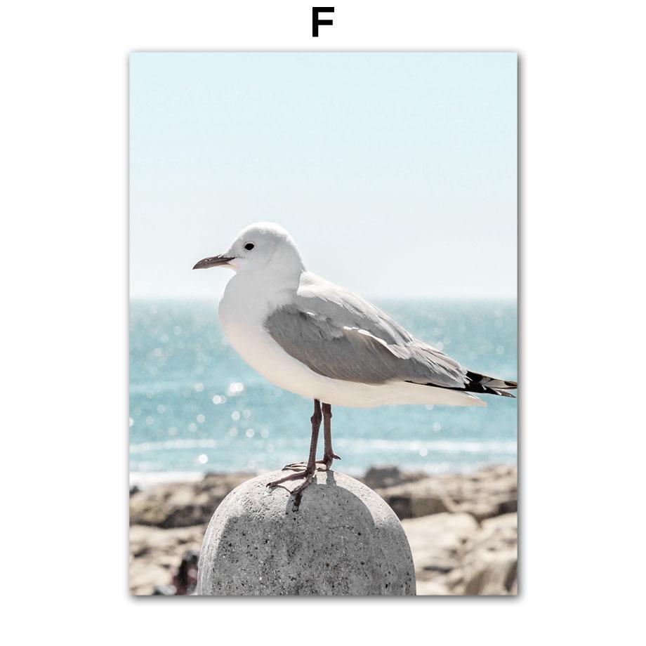 Настенная картина на холсте, синий океан, тропический пляж, фургон, якорь, птица, плакаты на скандинавскую тему и принты, настенные панно для декора гостиной