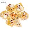 7 Pcs Yellow Skull Resin White Number Sharp Edge Dice Polyhedral Dice Suitable for Role-Playing RPG Board Game Card Game