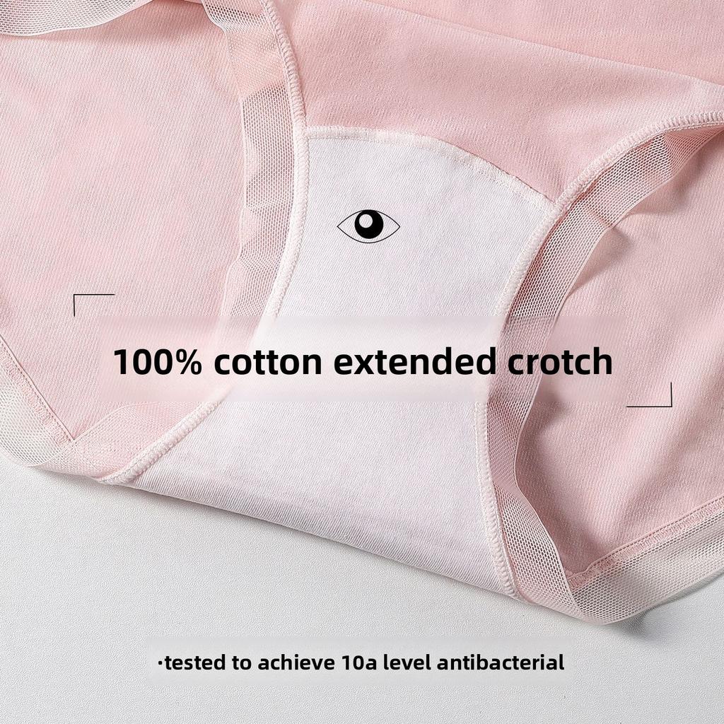 Women's Spring and Summer Lace Side Skin Friendly Breathable Antibacterial Middle Waist Triangle Briefs